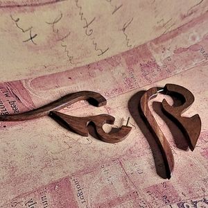 Hand Carved Gauged Look-a-like Earrings Unisex